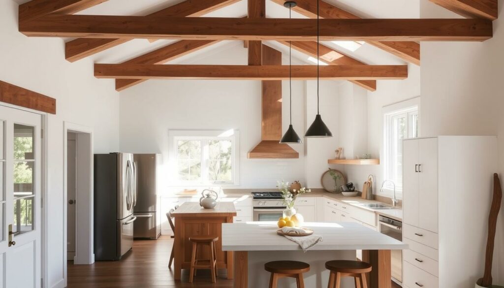 exposed wooden beams