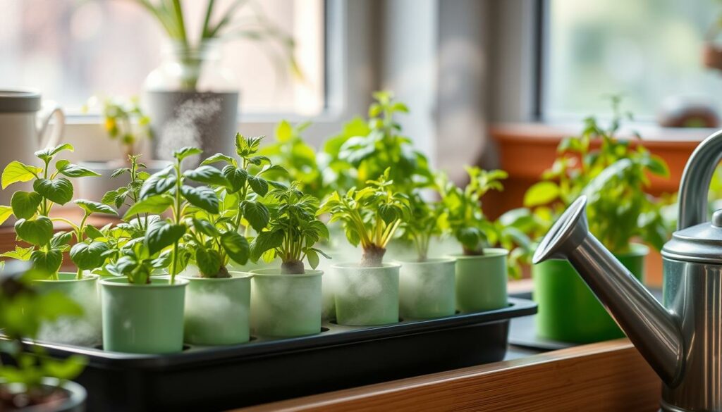 indoor herbs watering and humidity