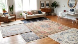 Rugs can define spaces within a room.